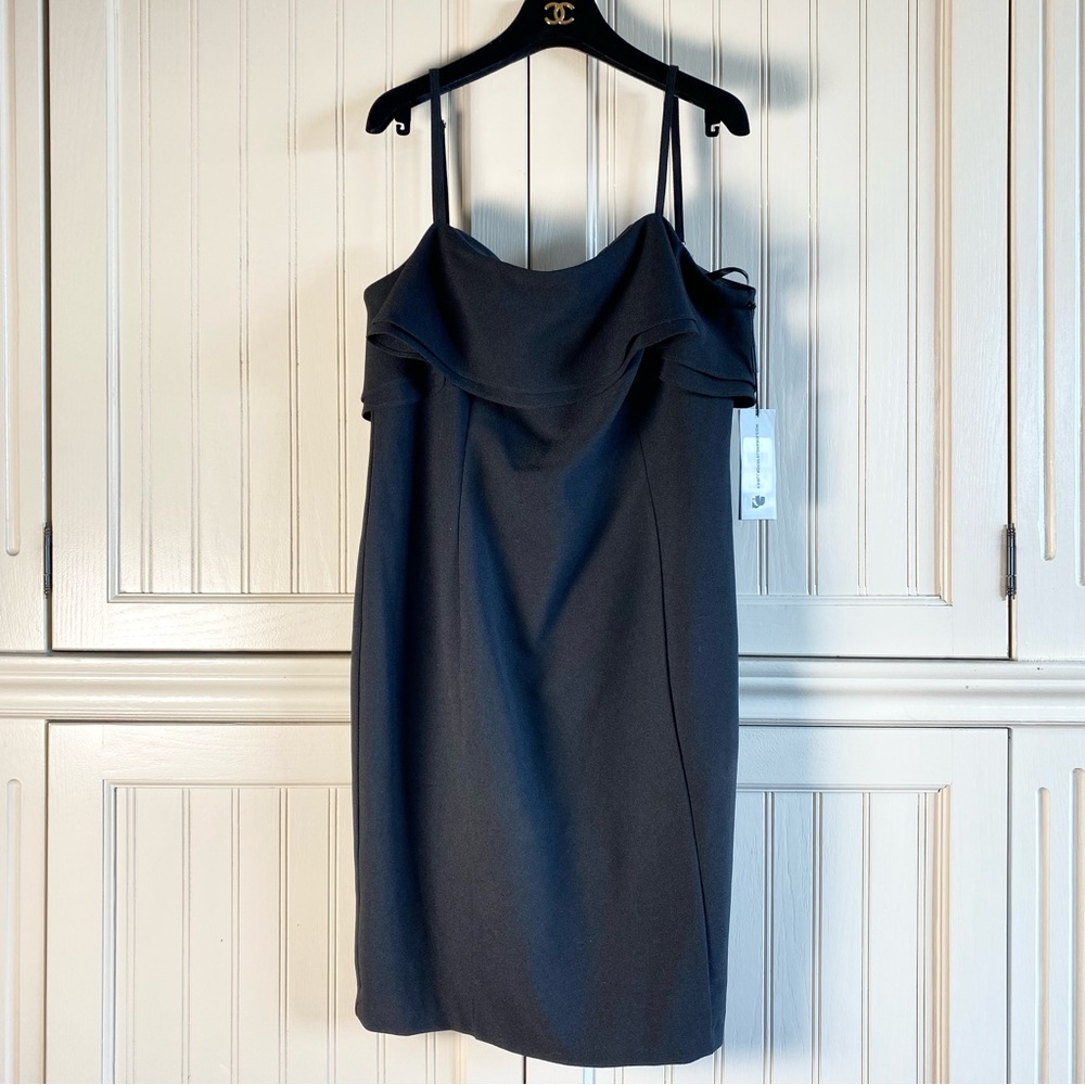 New Elegant Karl Lagerfeld Black Ruffle Sheath Dress Size 14